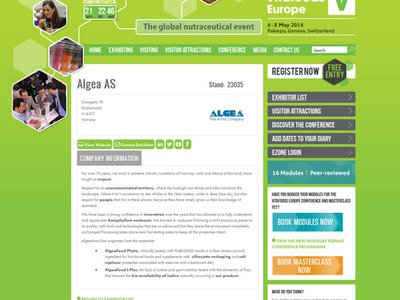 Vitafoods Europe: Algea partecipa alla fiera internazionale dedicata ai professionisti della nutraceutica